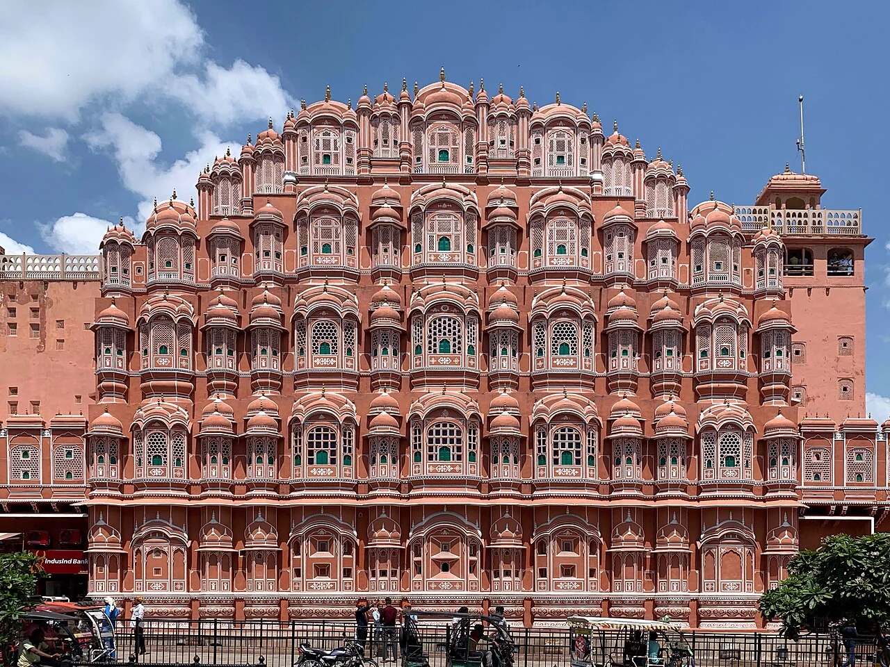 The sandstone windows of Hawa Mahal in Jaipur